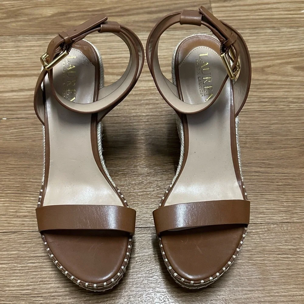 LAUREN RALPH LAUREN Wedge Platform Open Toes Sandals Espadrilles